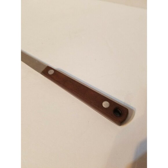 Vintage Pyramid Stainless Steel 11 3/4" Meat Fork Red Brown Handle - Picture 2 of 7